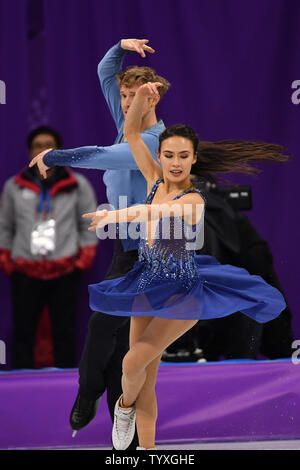 Madison guarnitura e Evan Bates USA competere nella danza su ghiaccio Danza libera evento finale durante il Pyeongchang 2018 Olimpiadi invernali, a Gangneung Ice Arena in Gangneung, Corea del Sud, il 20 febbraio 2018. Foto di Richard Ellis/UPI Foto Stock