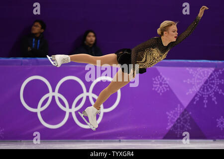 Emmi Peltonen di Finlandia compete nel Signore pattinaggio singolo breve programma durante il Pyeongchang 2018 Olimpiadi invernali, a Gangneung Ice Arena in Gangneung, Corea del Sud, il 21 febbraio 2018. Foto di Richard Ellis/UPI Foto Stock