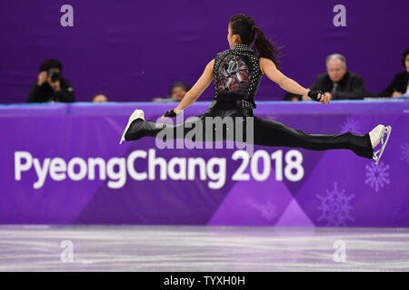 Ivett Toth di Ungheria compete nel Signore pattinaggio singolo breve programma durante il Pyeongchang 2018 Olimpiadi invernali, a Gangneung Ice Arena in Gangneung, Corea del Sud, il 21 febbraio 2018. Foto di Richard Ellis/UPI Foto Stock