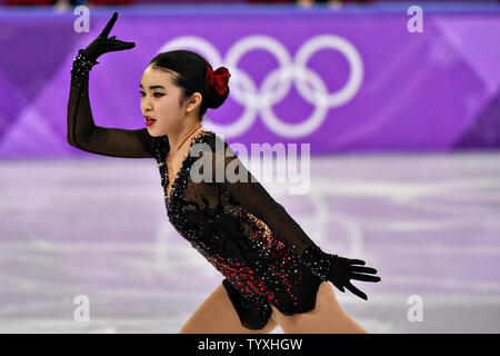 Karen Chen di gli Stati Uniti compete nel Signore di Pattinaggio di figura il pattinaggio gratuito finali all'Pyeongchang 2018 Olimpiadi invernali, in Gangneung Ice Arena in Gangneung, Corea del Sud, il 23 febbraio 2018. Foto di Richard Ellis/UPI Foto Stock