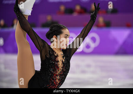 Karen Chen di gli Stati Uniti compete nel Signore di Pattinaggio di figura il pattinaggio gratuito finali all'Pyeongchang 2018 Olimpiadi invernali, in Gangneung Ice Arena in Gangneung, Corea del Sud, il 23 febbraio 2018. Foto di Richard Ellis/UPI Foto Stock