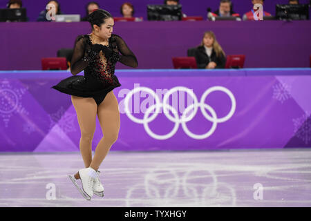 Karen Chen di gli Stati Uniti compete nel Signore di Pattinaggio di figura il pattinaggio gratuito finali all'Pyeongchang 2018 Olimpiadi invernali, in Gangneung Ice Arena in Gangneung, Corea del Sud, il 23 febbraio 2018. Foto di Richard Ellis/UPI Foto Stock