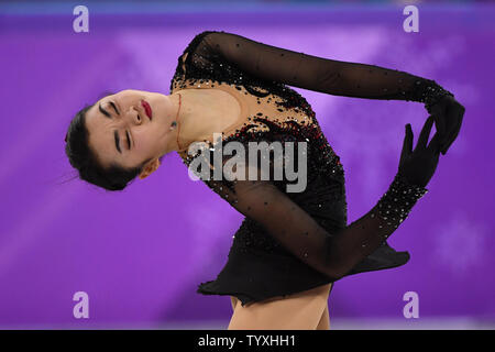Karen Chen di gli Stati Uniti compete nel Signore di Pattinaggio di figura il pattinaggio gratuito finali all'Pyeongchang 2018 Olimpiadi invernali, in Gangneung Ice Arena in Gangneung, Corea del Sud, il 23 febbraio 2018. Foto di Richard Ellis/UPI Foto Stock