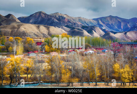 Colore di autunno di Miaoligou, Changji, Xinjiang Foto Stock