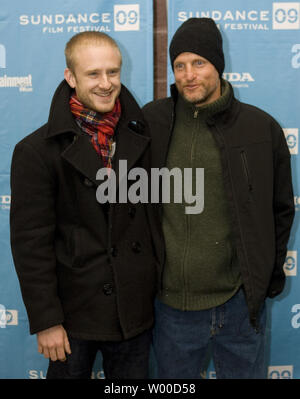 Ben Foster e Woody Harrelson assistere alla premiere di "Il Messaggero" al 2009 Sundance Film Festival di Park City, Utah il 19 gennaio 2009. Il festival celebra il venticinquesimo anniversario della sua fondazione. (UPI foto/Gary C. Caskey) Foto Stock