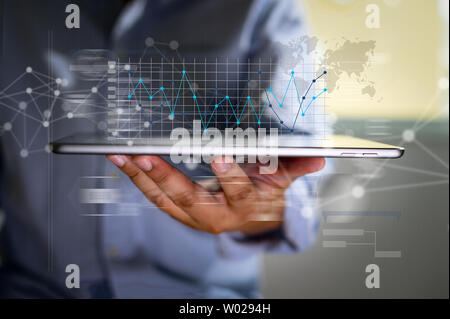 Duro lavoro di analisi dei dati Statistiche Informazioni Business Technology Foto Stock