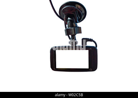 Telecamera isolata in auto a fondo bianco con percorso di clipping. Foto Stock
