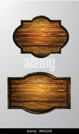 Vector realistic illustration of wooden signboard Illustrazione Vettoriale