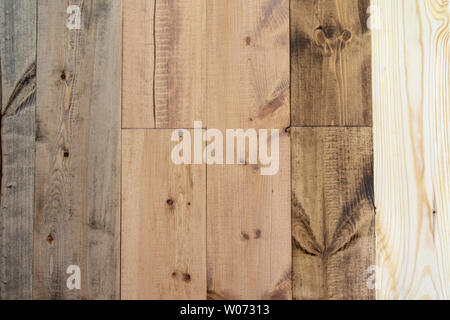 Riparazione e decorazione. Campioni di rispettosi dell'ambiente per il rivestimento di pavimenti in legno - olio-cera in diversi colori Foto Stock