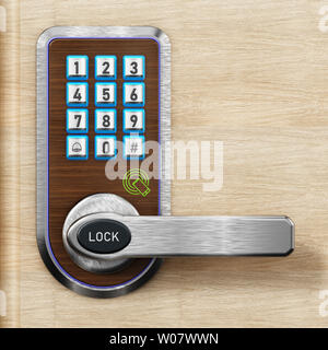 Digital security keypad e la manopola sullo sportello. 3D'illustrazione. Foto Stock