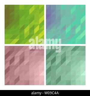 Bassa poli set di sfondi sfondi poligonale raccolta di color pastello progetta copia schede di spazio in verde e rosa colori pastello Illustrazione Vettoriale