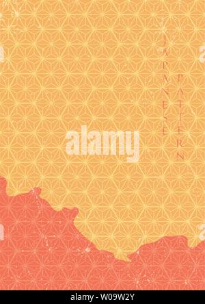 Paesaggio con sfondo modello giapponese vettore. Giallo e arancione nel modello elementi astratti. Illustrazione Vettoriale