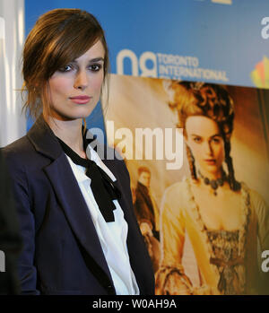 Keira Knightley assiste al Toronto International Film Festival conferenza stampa per 'La duchessa" al Sutton Place Hotel a Toronto in Canada il 7 settembre 2008. (UPI foto/Christine masticare) Foto Stock