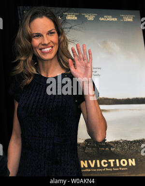 Hilary Swank assiste al Toronto International Film Festival conferenza stampa di 'convinzione' allo Hyatt Regency Hotel a Toronto in Canada il 13 settembre 2010. UPI/Christine masticare Foto Stock