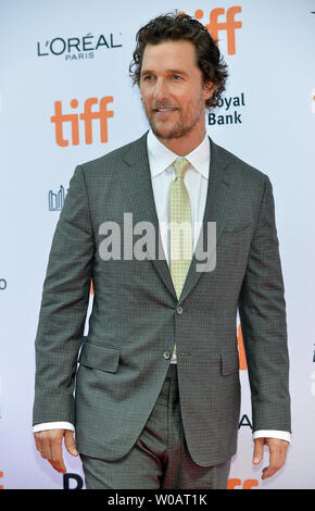 Matthew McConaughey arriva al Toronto International Film Festival premiere di "ing" al Princess of Wales Theatre di Toronto, in Canada, il 11 settembre 2016. Foto di Christine masticare/UPI Foto Stock