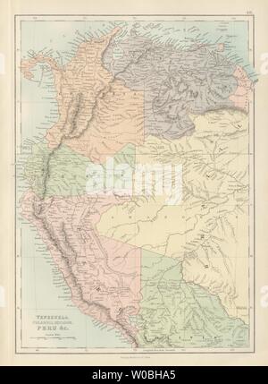 Venezuela, Colombia, Ecuador e Perù. I Paesi andini Ecuador. Bartolomeo 1882 mappa Foto Stock