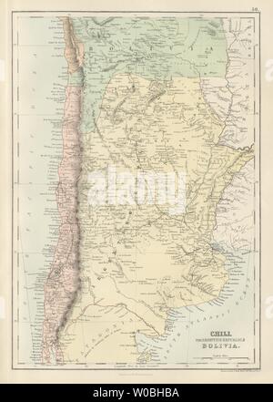 Peperoncino Repubblica Argentina Bolivia w/ Litoral Chile Argentina Bartolomeo 1882 mappa Foto Stock