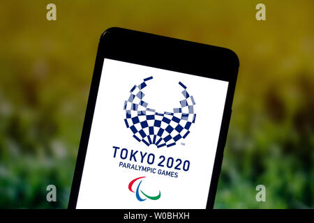 Il Brasile. Il 3 giugno, 2019. In questa foto illustrazione a Tokyo 2020 Giochi Paralimpici (2020 Estate Paralimpiadi) visto il logo visualizzato su uno smartphone. Credito: Rafael Henrique SOPA/images/ZUMA filo/Alamy Live News Foto Stock