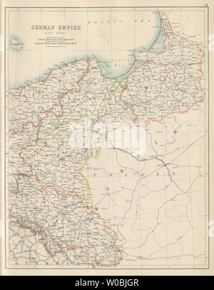 Impero tedesco a est. Germania Polonia Prussia Slesia Posen. Bartolomeo 1898 mappa Foto Stock