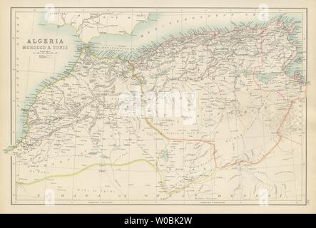 Algeria Marocco e Tunisi. Il Nord Africa. La Tunisia. Il Maghreb. Bartolomeo 1898 mappa Foto Stock