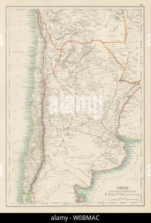 Peperoncino Repubblica Argentina Bolivia. Chile Argentina Ferrovie. Bartolomeo 1898 mappa Foto Stock