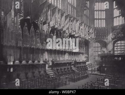 Abbazia di Westminster - Interno di Enrico VII Cappella del. Londra 1896 antica stampa Foto Stock