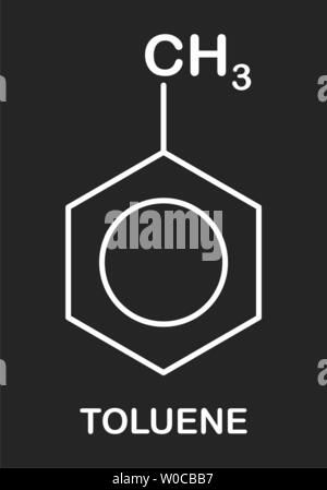 Toluene formula illustrazione su sfondo scuro Illustrazione Vettoriale