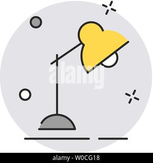 Lampada da tavolo icona. Appartamento moderno stile design. Vettore semplice icona illustrazione per la pagina del sito web, marketing mobile app, elemento di design su bianco backgroun Illustrazione Vettoriale