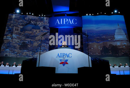 Il ministro israeliano degli Affari Esteri Tzipi Livni parla presso la American Israel Public Affairs Committee (AIPAC) Conferenza politica 2007, a Washington il 12 marzo 2007. (UPI foto/Kevin Dietsch) Foto Stock