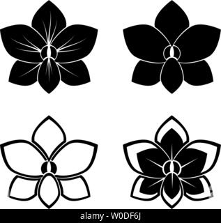 Quattro orchid sagome per il vettore di design Illustrazione Vettoriale