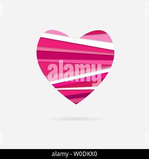 Stilizzata di strisce di carta il simbolo del cuore di vettore per la progettazione Illustrazione Vettoriale