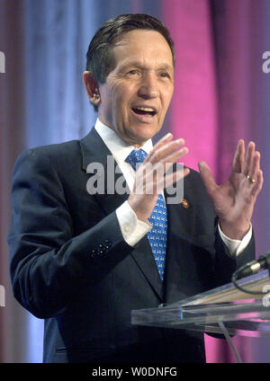 Candidato presidenziale democratico sost. Dennis Kucinich (D-OH) parla al 2007 'Prendere indietro America' conferenza ospitata dalla Campagna per il futuro dell'America ha, a Washington, 20 giugno 2007. (UPI foto/Kevin Dietsch) Foto Stock