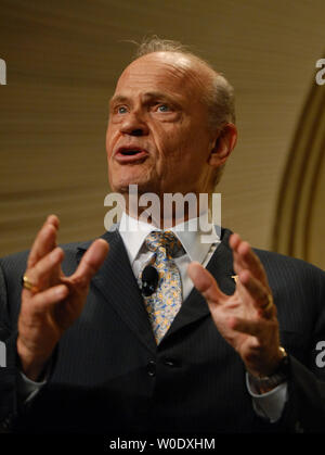 Candidato presidenziale repubblicano e ex U.S. Il senatore Fred Thompson (R-TN) parla presso la National Rifle Association (NRA) convenzione di Washington il 21 settembre 2007. (UPI foto/Alexis C. Glenn) Foto Stock