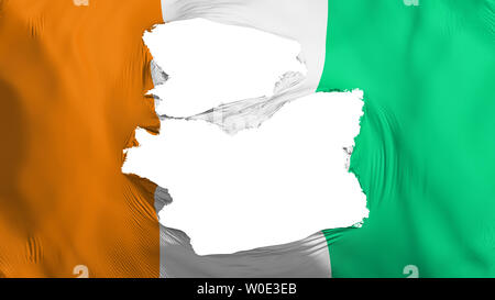 Strappati Cote dIvoire flag, sfondo bianco, rendering 3D Foto Stock