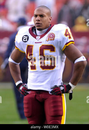 Washington Redskins running back Ladell Betts si riscalda prima di Redskins partita contro Dallas Cowboys a FedEx in campo Landover, Maryland il 30 dicembre 2007. (UPI foto/Kevin Dietsch) Foto Stock
