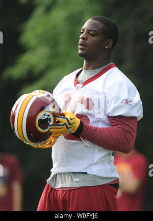 Washington Redskins running back Clinton Portis durante l ultimo giorno dei Redskins training camp a Redskins Park in ASHBURN, Virginia, Agosto 19, 2010. UPI/Kevin Dietsch Foto Stock