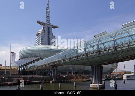 Casa Clima e Sailcity edificio, Bremerhaven, Brema, Germania Foto Stock