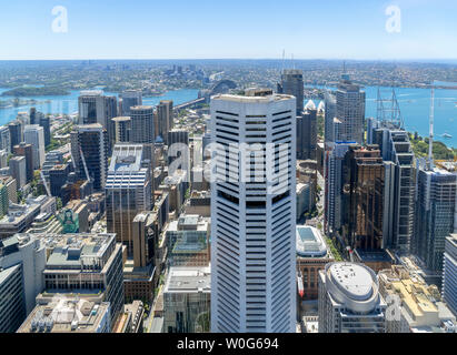 Vista dalla Torre di Sydney al di sopra del Central Business District (CBD), Sydney, Australia Foto Stock