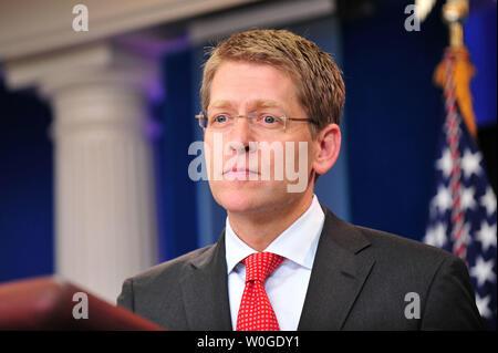 Segretario stampa della Casa Bianca Jay Carney detiene il daily briefing con la stampa alla Casa Bianca a Washington il 20 luglio 2011. UPI/Kevin Dietsch Foto Stock