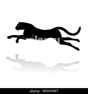 Leopard Silhouette isolati su sfondo bianco Illustrazione Vettoriale