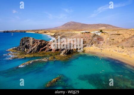 Playa de Papagayo, Papagayo spiagge, vicino a Playa Blanca, Lanzarote, Isole Canarie, Spagna Foto Stock