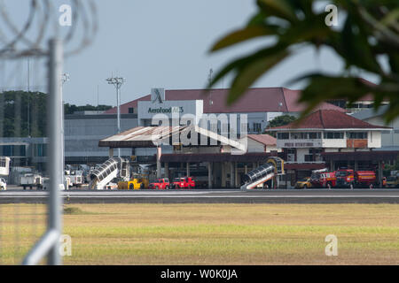 DENPASAR, BALI/INDONESIA-8 GIUGNO 2019: Edificio Aerofood ACS presso l'Aeroporto Internazionale di Ngurah Rai. Stanno preparando il cibo per i passeggeri e l'equipaggio Foto Stock