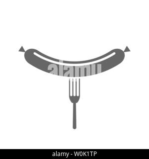 Forcella con salsiccia icona. Ana BBQ barbecue simbolo del concetto Illustrazione Vettoriale
