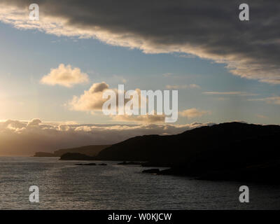 Tramonto, Scourie bay, Scozia Foto Stock