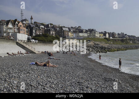 Plage sous le soleil, Onival, Ault, côte Picarde et Baie de Somme Foto Stock