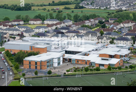 Vista in elevazione della Comunità Raploch Campus Raploch nel distretto di Stirling , Scozia, Regno Unito Foto Stock