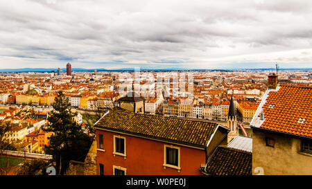 Vista panoramica della città di Lione Foto Stock