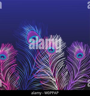 Bellissimo sfondo di multi-colore di penne di pavone. Modello per la progettazione di diverse Illustrazione Vettoriale