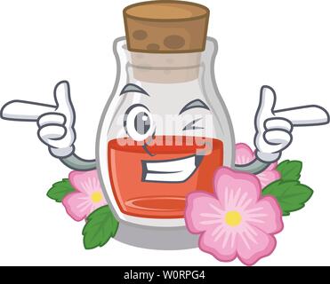 Wink olio di semi di rosa canina isolato in carattere Illustrazione Vettoriale