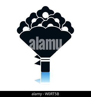 Bouquet di fiori e la relativa icona. Ombra di Design di riflessione. Illustrazione Vettoriale. Illustrazione Vettoriale